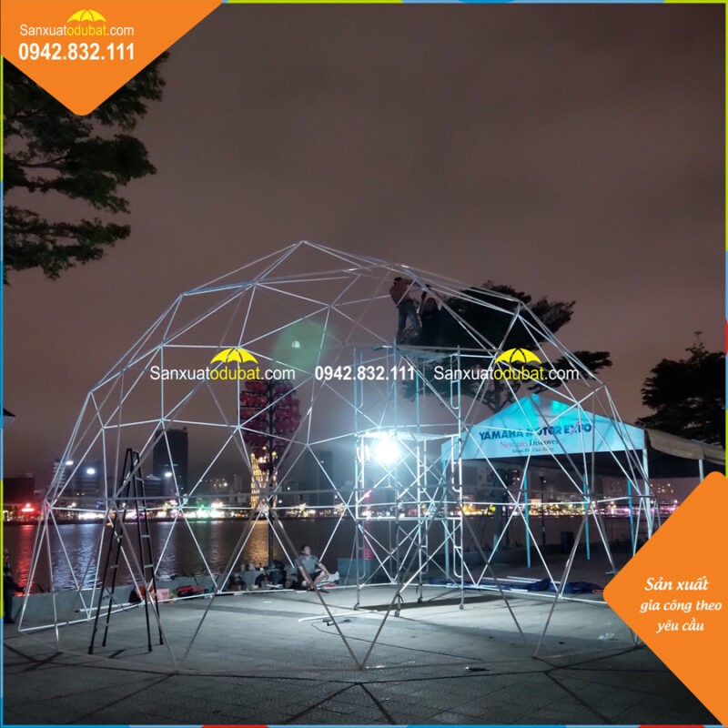 Lắp ráp khung nhà lều Dome đường kính 10m