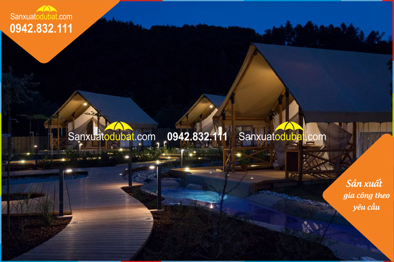 Nhà lều glamping về đêm
